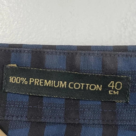 Louis Philippe Men's Blue and Black Plaid Dress Shirt -  40cm - Picture 7 of 8